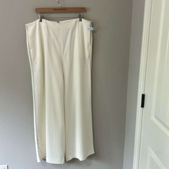 REISS Pant CARLIE MID RISE WIDE LEG TROUSERS Cream Career Sz 14 NEW - Picture 5 of 16